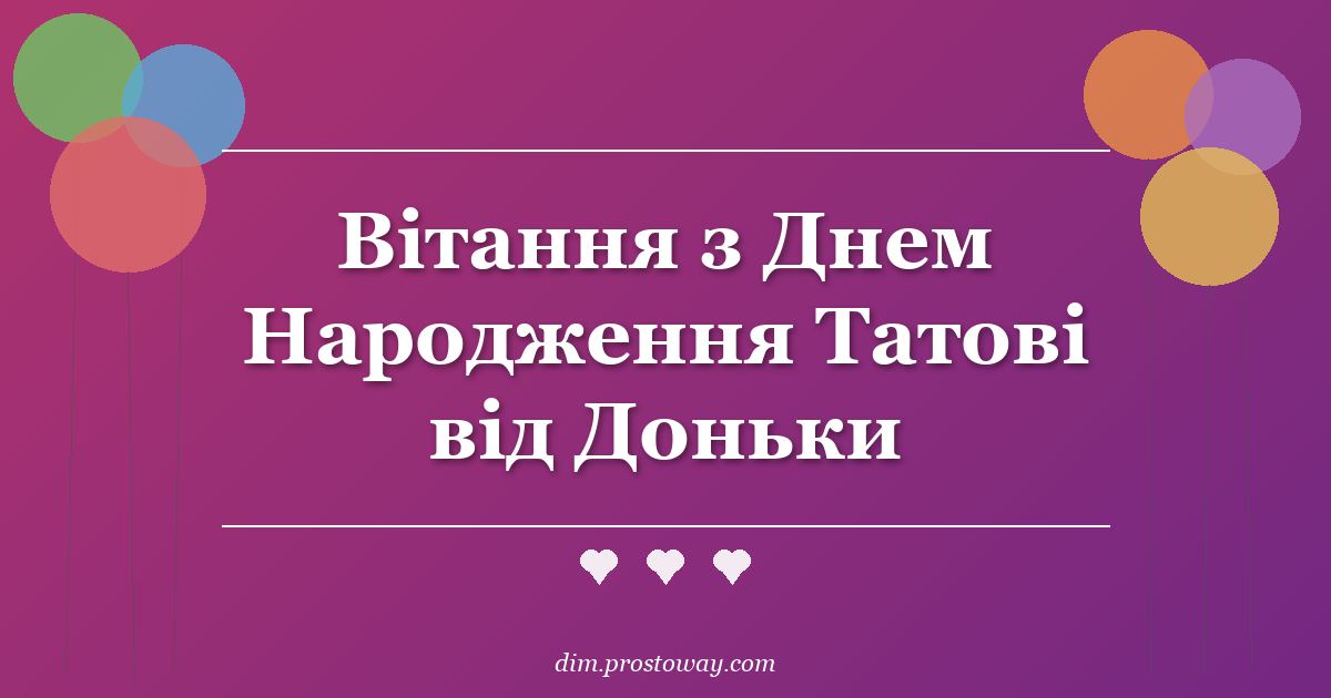 Вітання з Днем Народження Татові від Доньки