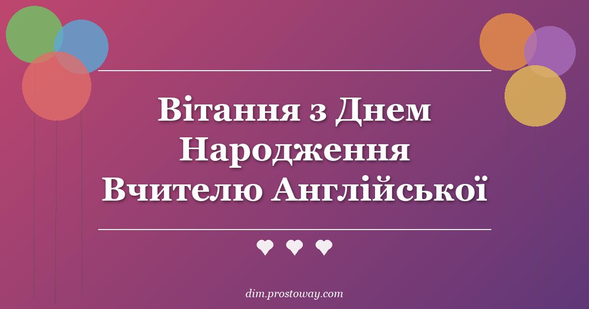 Вітання з Днем Народження Вчителю Англійської