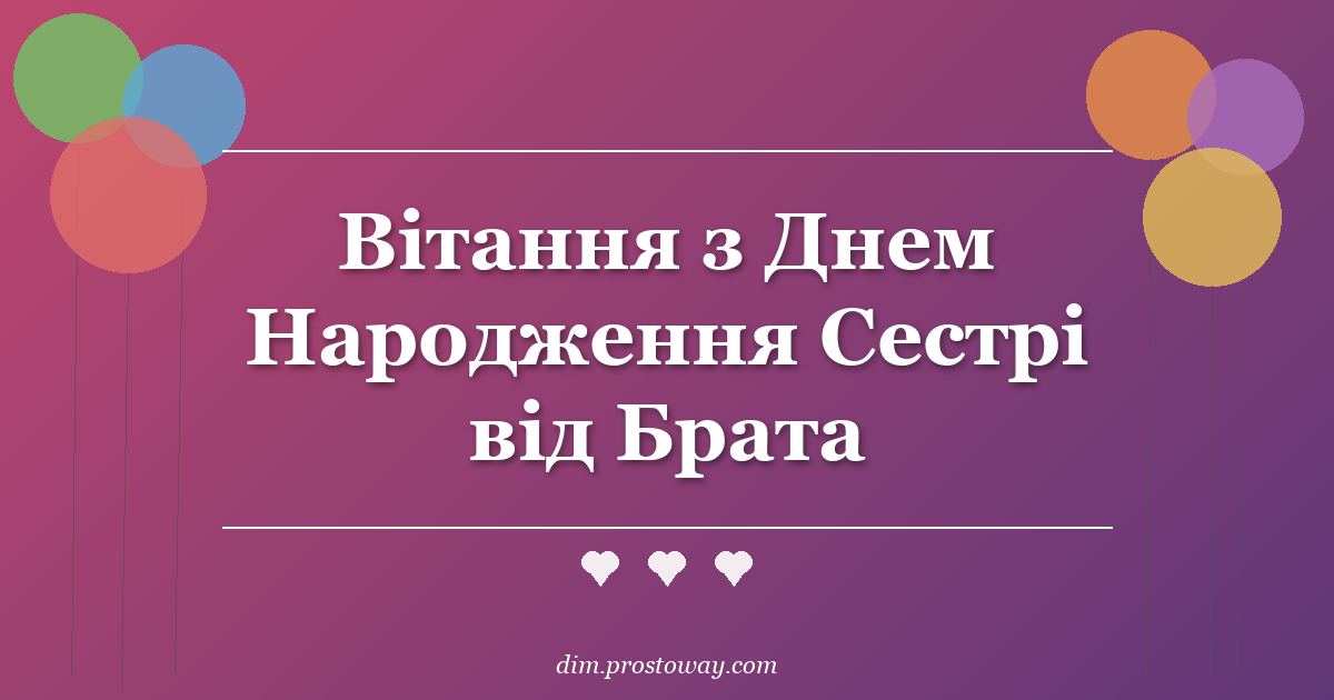 Вітання з Днем Народження Сестрі від Брата